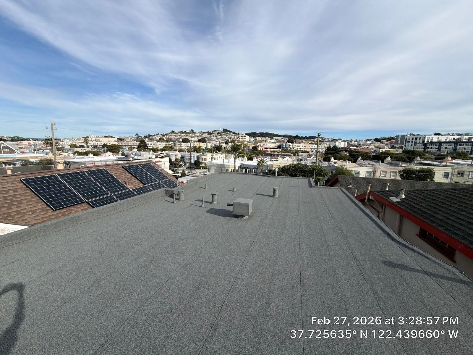 Flat Roof Project Completed in San Francisco: Torch-Down — roofing field note in San Francisco