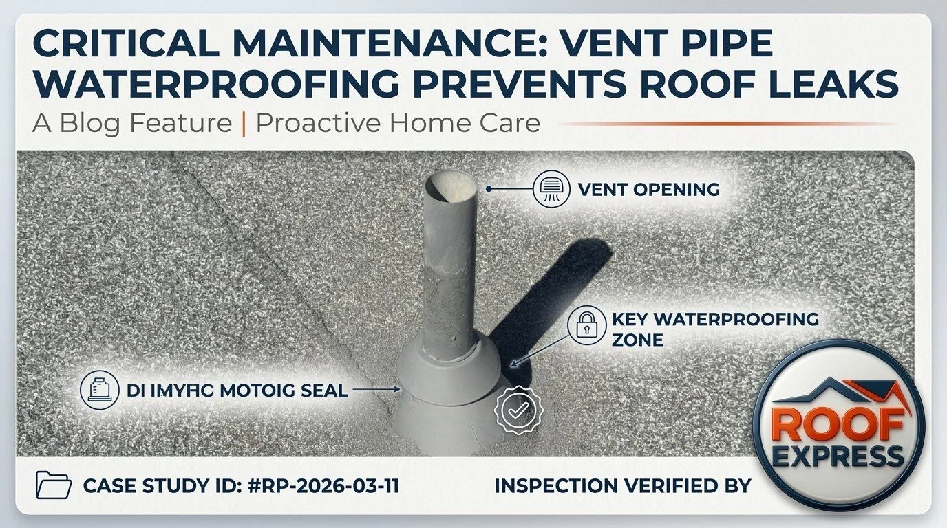 Vent pipe waterproofing prevents roof leaks — roofing field note in San Francisco