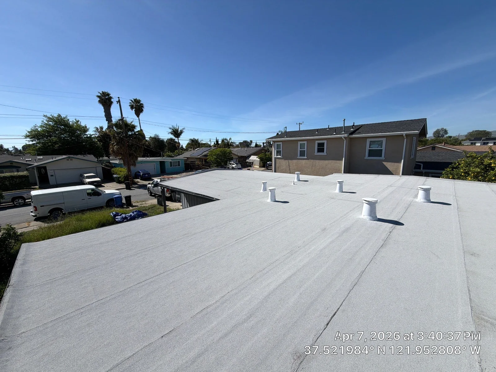 Flat-roofing service Field Note Image — Fremont, CA Image accompanying a ROOF EXPRESS Field Note about flat-roofing service for Fremont, California.