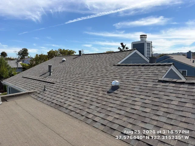 Asphalt Shingle Reroofing Project in San Mateo, CA