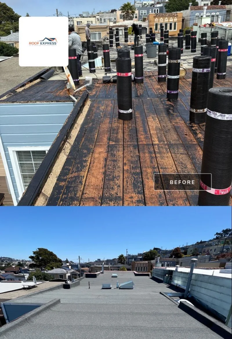 Roofing Project Photo — San Francisco, CA ROOF EXPRESS photo from a roofing project in San Francisco, California in the Before and After gallery.