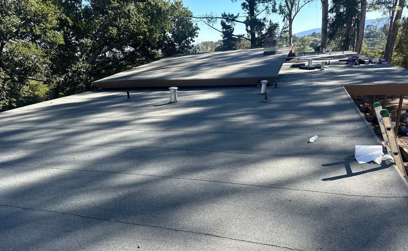 Flat-roofing service Project Photo — Hillsborough, CA ROOF EXPRESS photo from a flat-roofing service project in Hillsborough, California.