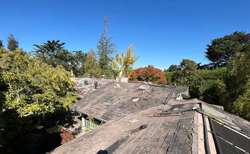 Residential roofing Project Photo — Hillsborough, CA ROOF EXPRESS photo from a residential roofing project in Hillsborough, California.