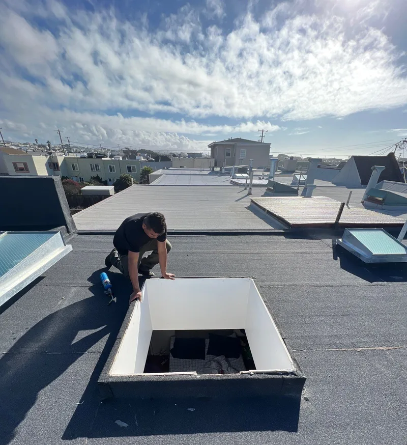 Skylight service Project Photo — San Francisco, CA ROOF EXPRESS photo from a skylight service project in San Francisco, California.