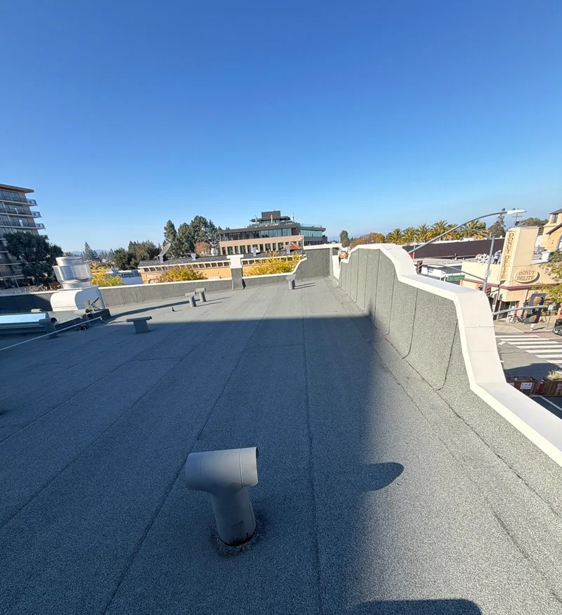 Commercial roofing Project Photo — San Mateo, CA ROOF EXPRESS photo from a commercial roofing project in San Mateo, California.