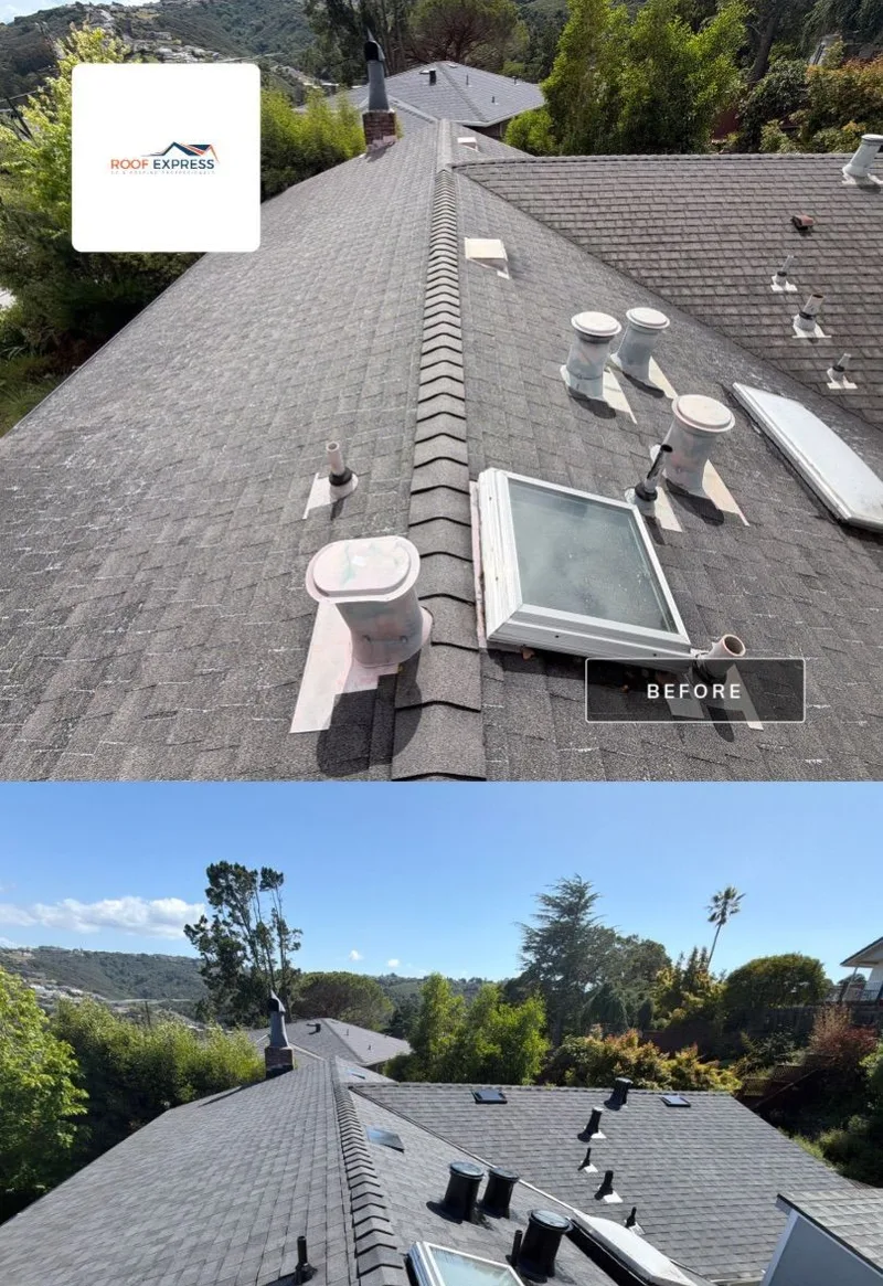 Roofing Project Photo — Belmont, CA ROOF EXPRESS photo from a roofing project in Belmont, California in the Before and After gallery.